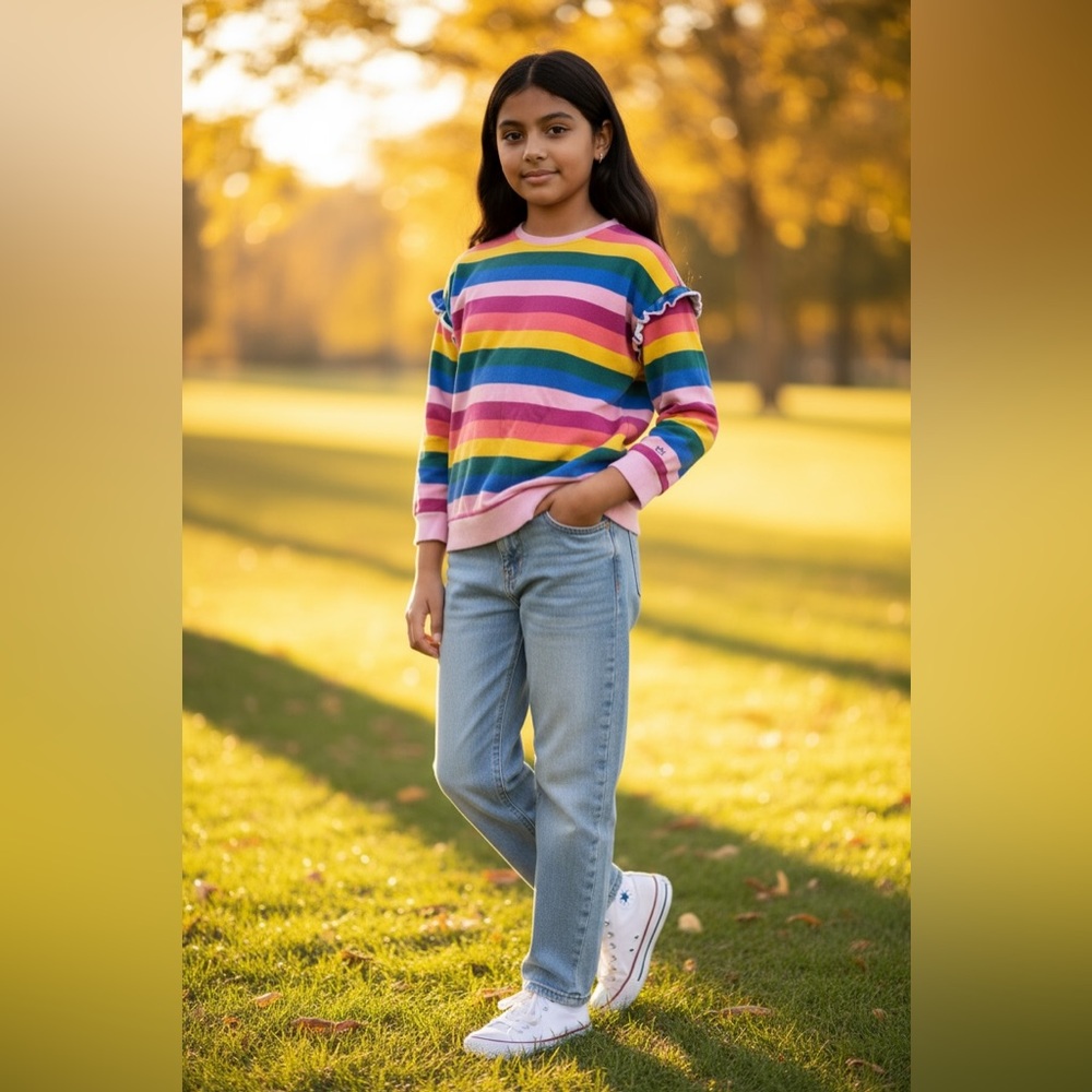 Crown & Ivy Kids Colorful Striped Sweater Size Medium.